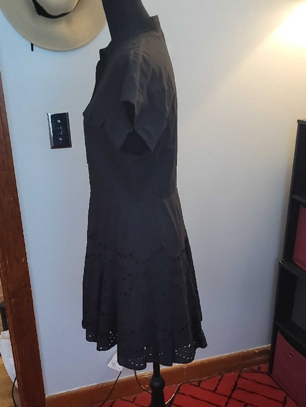 Zara Black Eyelet-Hem Mini Shirt Dress size small - Picture 10 of 13